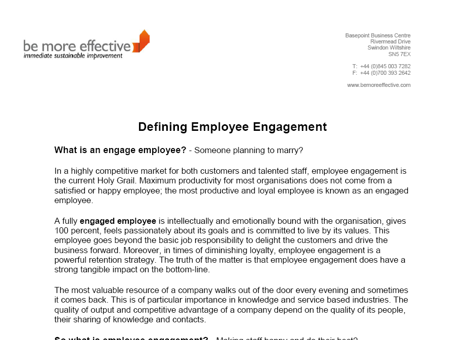 Defining Employee Engagement