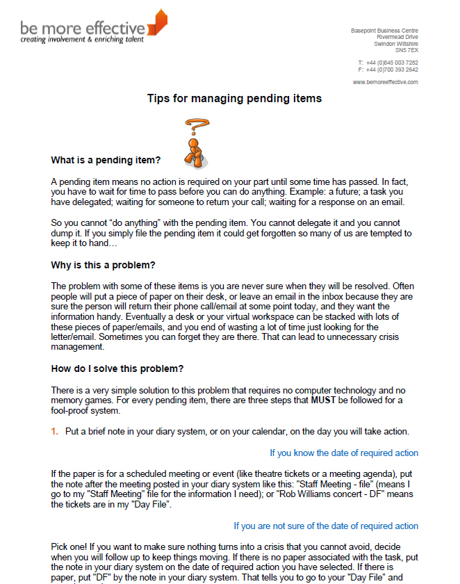 Tips for managing pending items