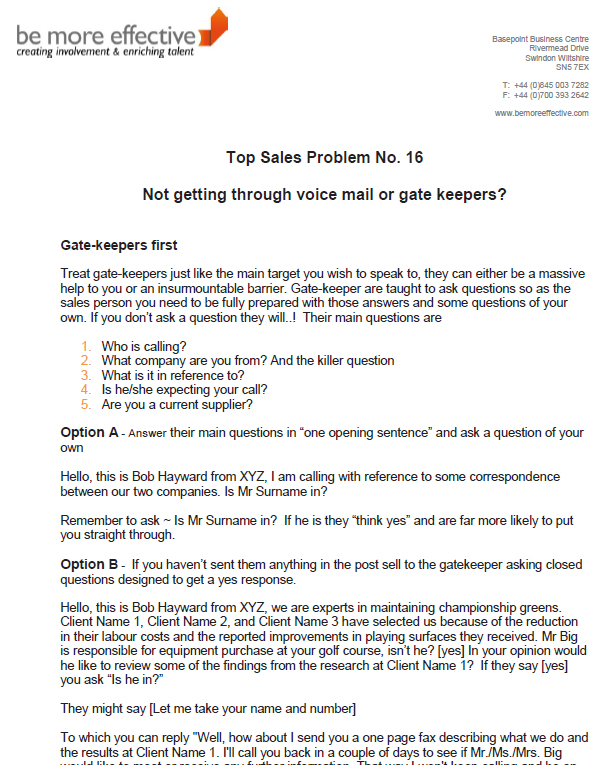 How to get through voice mail or gate keepers