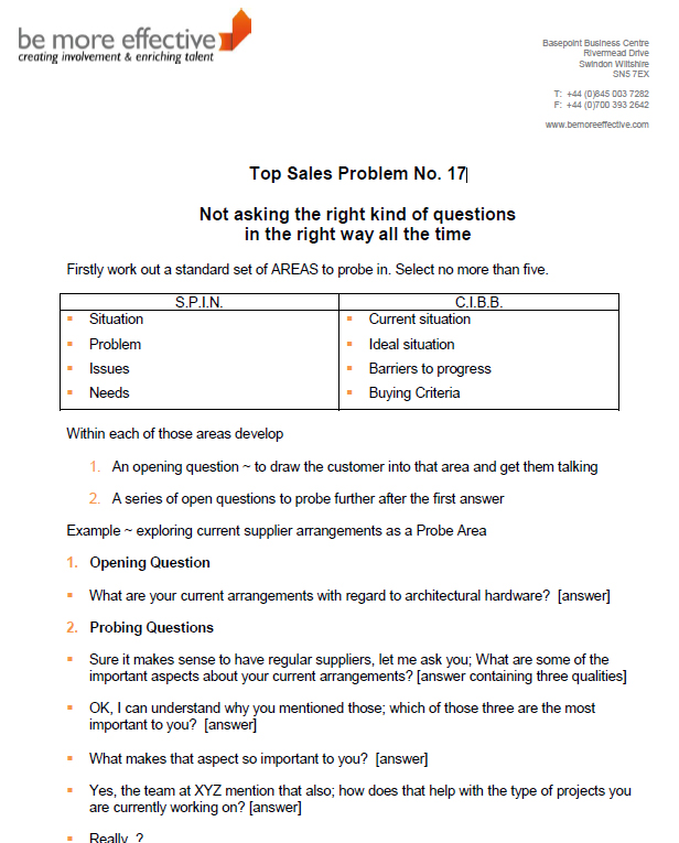 Top Sales Problem No. 17