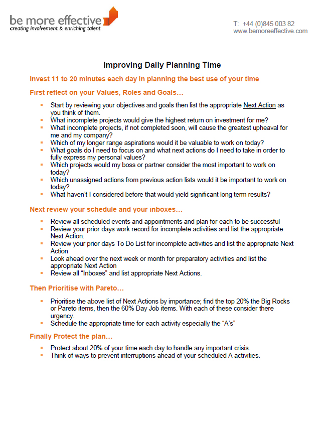 Improving Daily Planning Time
