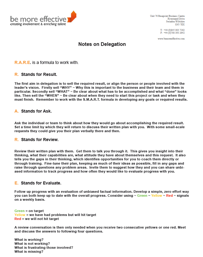 Notes on Delegation