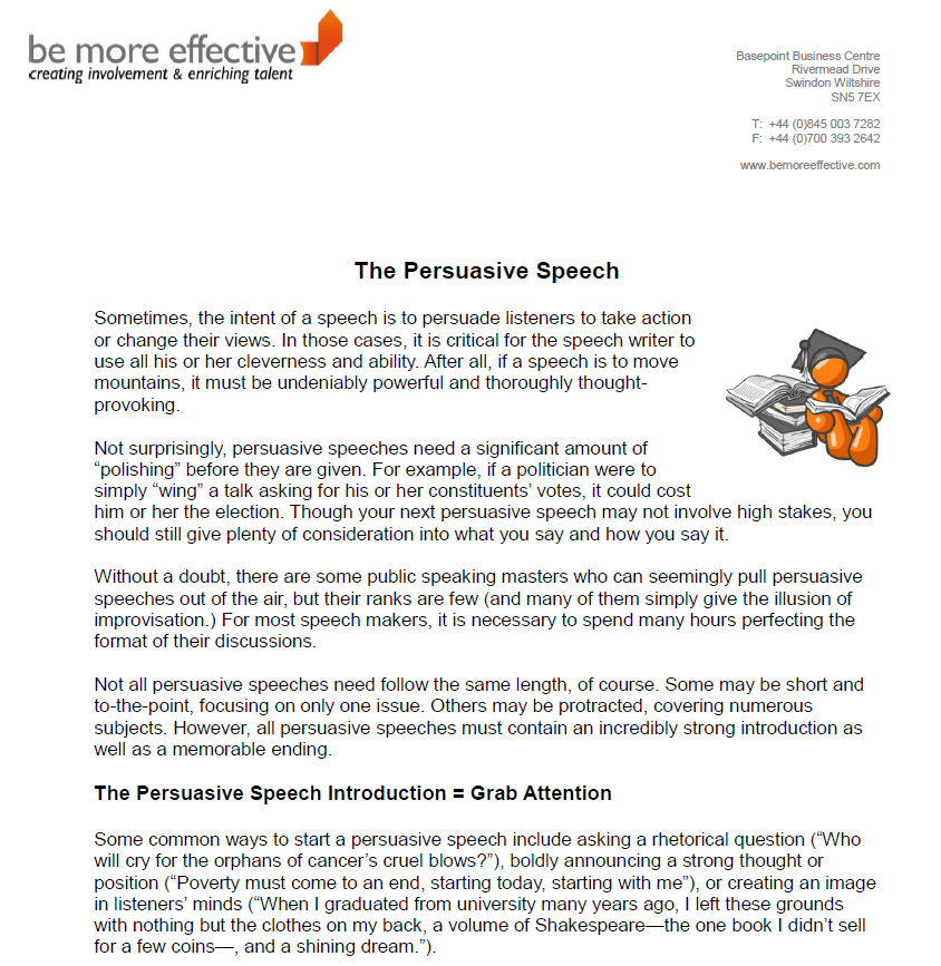 The Persuasive Speech Free Stuff Be More Effective